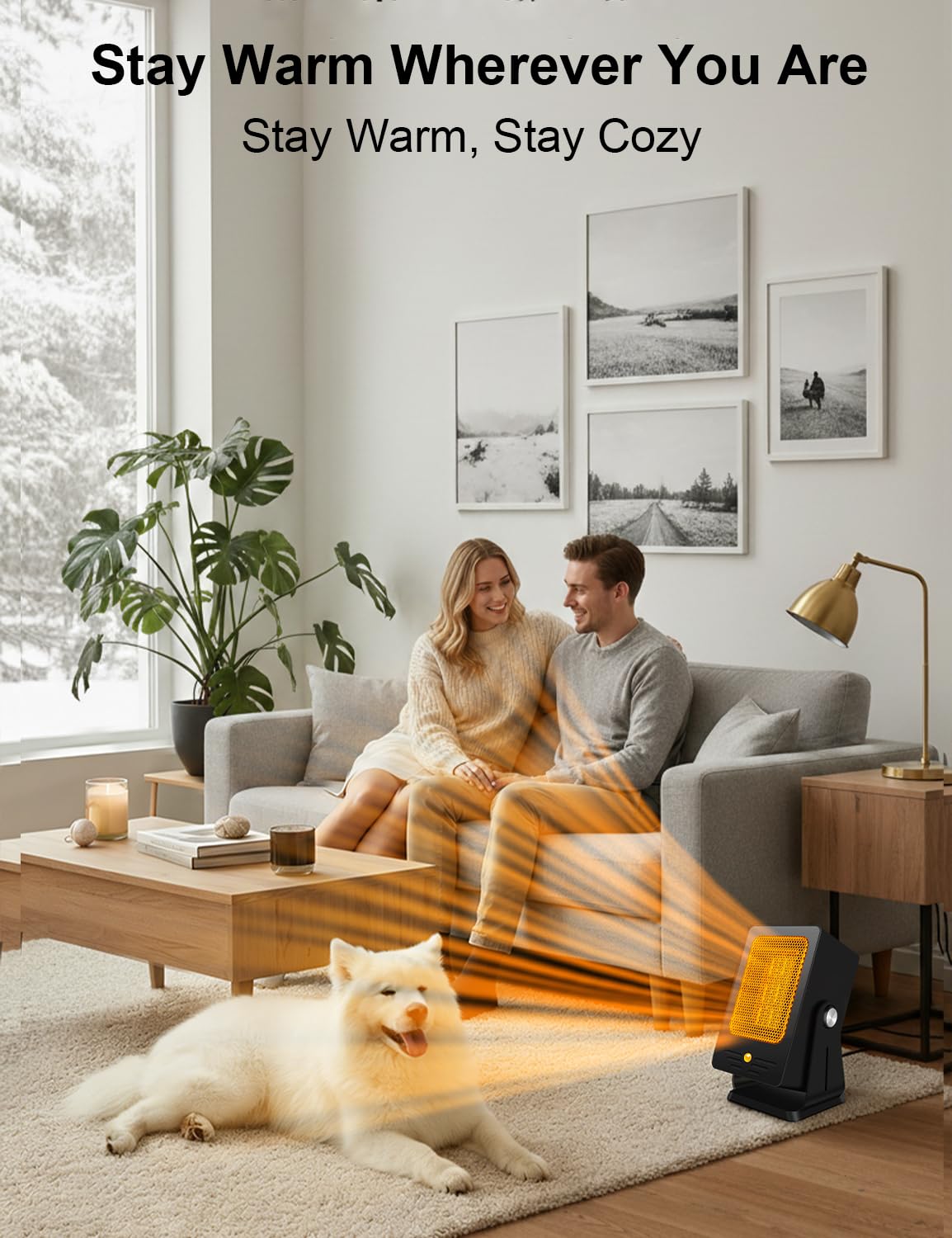 Verminget Space Heater for Indoor Use,Desktop Small PTC Heater with 2s Fast Heating,Tip-Over&Overheat Protection,60°Adjustable Angle Portable Personal Electric Heater for Office,Bedroom,Garage,Dorm