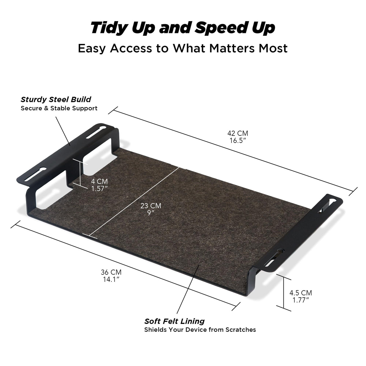 ULTRARM Moodular Add-ons Storage Tray [Accessory Only - Requires Moodular Wooden Monitor Stand Slide Rails for Use] Black MSA-TR