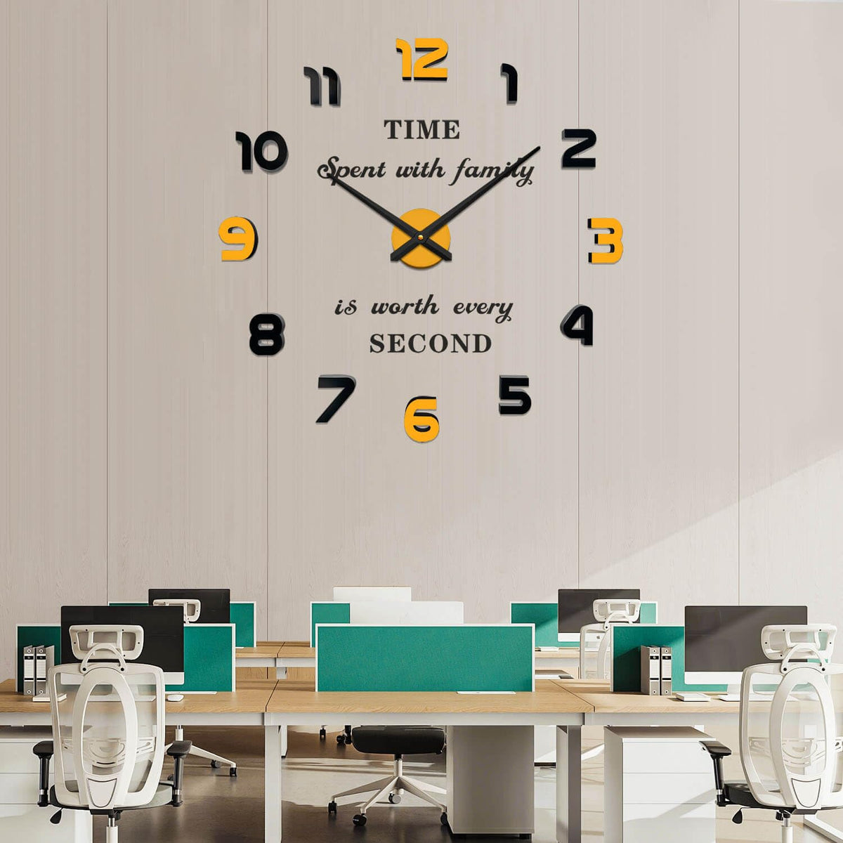 VANGOLD Wall Clock Large Wall Clock for Living Room Decor, Decorative Wall Clocks Battery Operated (Black Gold Wall Decor)