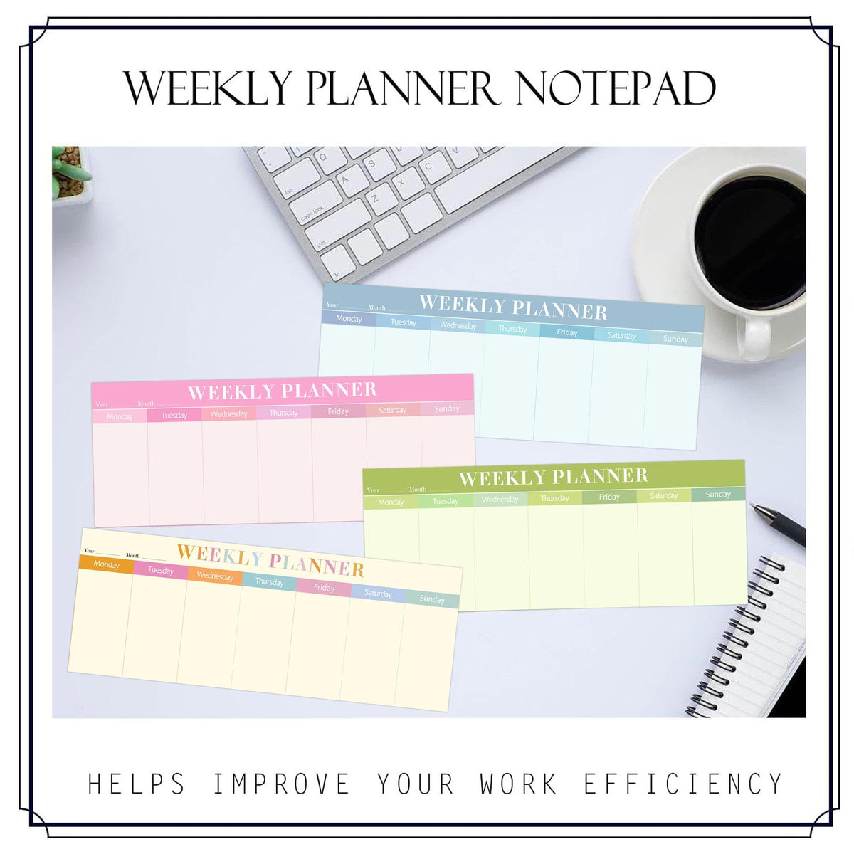 120 Sheets Weekly Planner Notepad Weekly Calendar Pad 3.8x10 Inch-Colorful Weekly to Do List Notepad Desk Schedule for Student Planner