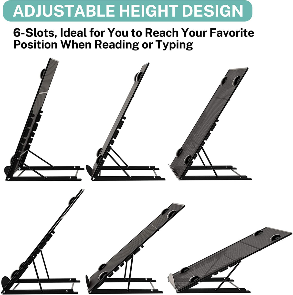 MaxGear Desktop Document Holder for Typing, Foldable Paper Holder Stand for Desk with 4 Magnetic Buckles, Metal Mesh Letter Copy Holder with Non-Slip Base, 6 Adjustable Viewing Angles, Black