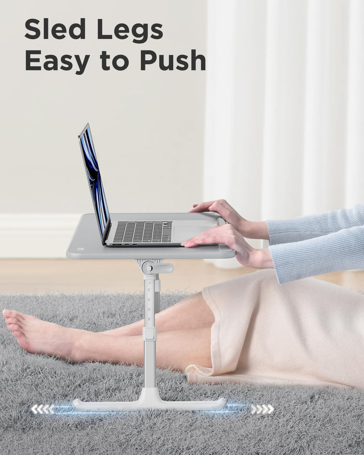 SAIJI Leather Lap Desk Laptop Bed Tray Table, Adjustable Laptop Stand for Bed, Portable Lightweight Standing Desk for Writing Eating Reading Couch Sofa Floor for Adults Kids (20.5"*11.8",Gray)