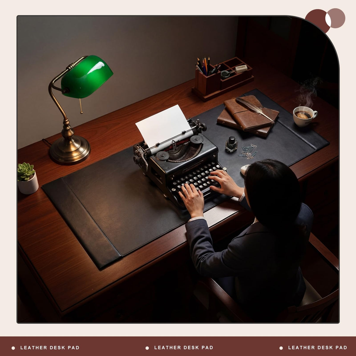 Saysurey 47.2 x 17 Inch Leather Desk Pad Protector with Side Rails, Executive Office Desk Mat for Home Workspace, Writing Surface, Mouse & Keyboard Pad, Elegant Gift for Men Dad Husband(Black)
