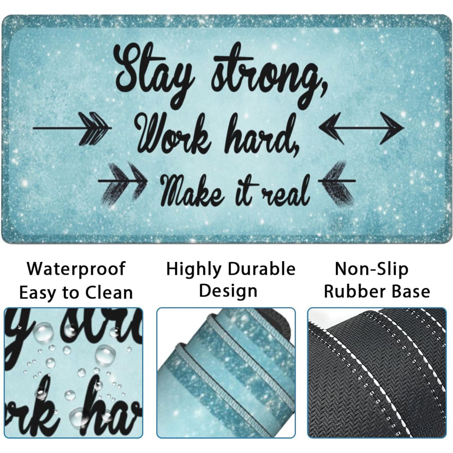 AQQA Desk Mat Desk Pad,5in1 XXL Mousepad + Keyboard Wrist Rest+Mouse Wrist Rest+Coaster Set with Ergonomic Desk Pad for Home Office Desk Accessories Decor Supplies,Stay Positive