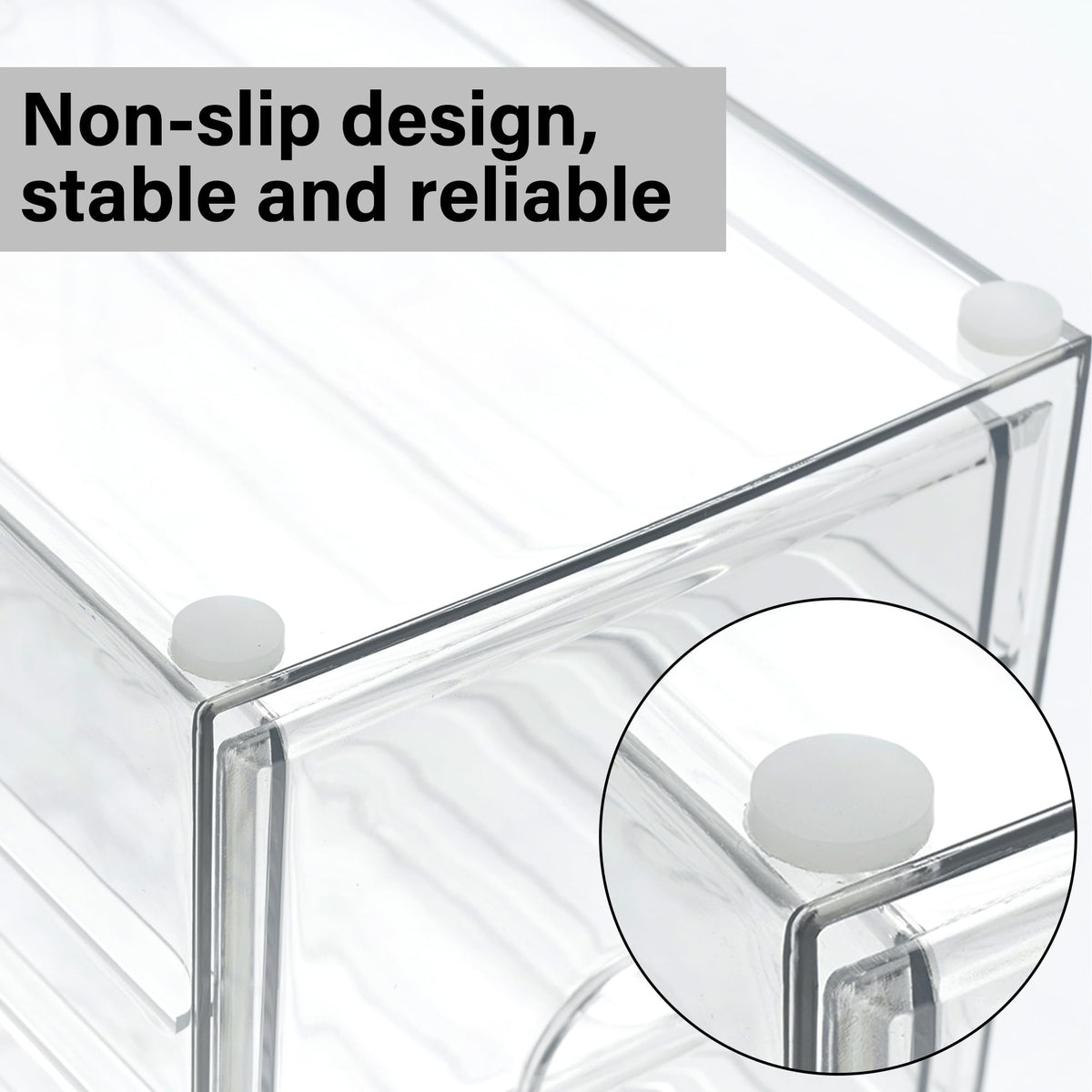 Prsildan Acrylic Drawer Makeup Organizer with 10 Drawers, Set of 2 Office Desk Organizers Accessories, Clear Stackable Storage Drawers for Vanity, Countertop, Craft, Jewelry, Art Supply Organization