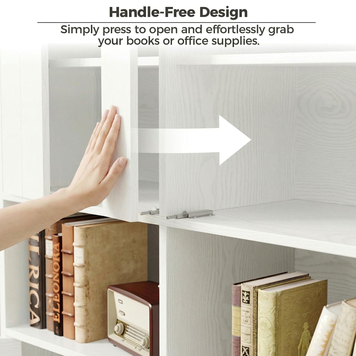 IRONCK Bookshelves and Bookcases with Doors, 70.7" H White Bookshelf with 5-Tier Storage, Large Book Shelf with Acrylic Doors for Living Room, Home Office