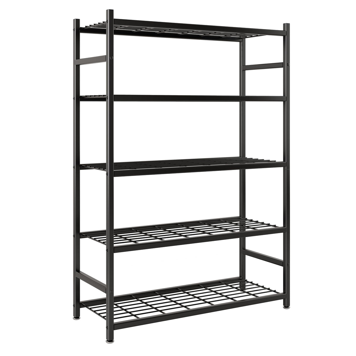 Tujurich Storage Shelves, 5-Tier Metal Shelving Unit with Adjustable Feet, Shelf Organizer for Garage, Kitchen, Pantry and Closet Organization, 36.4" x 11.8" x 68.3", Black