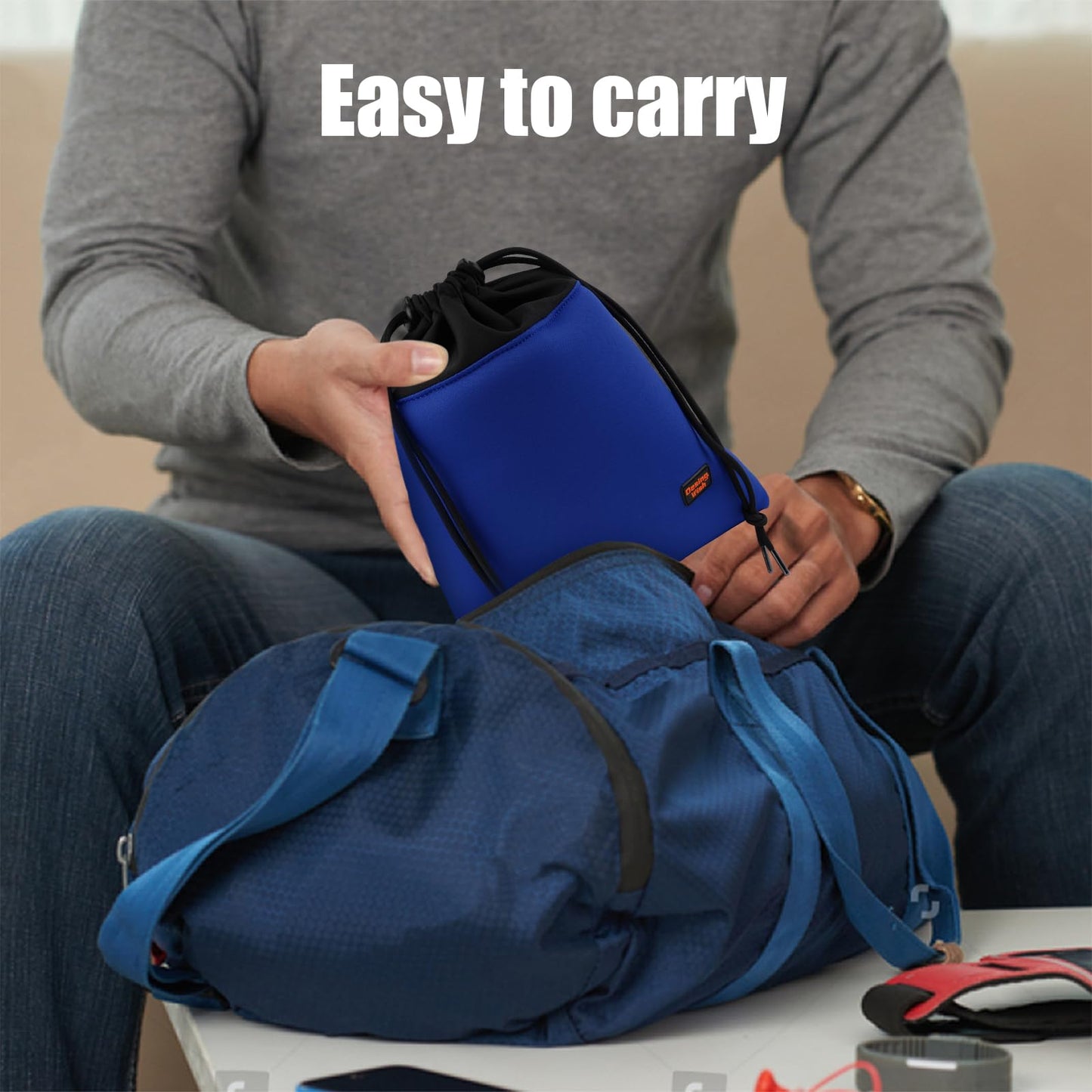 Desing Wish Lightweight Headphone Storage Bag, Portable Headset Carrying Pouch Headphone Case Bag Soft Travel Pouch for Over-Ear Headphones/Gaming Headsets/Neckband Earbuds (Large Blue)