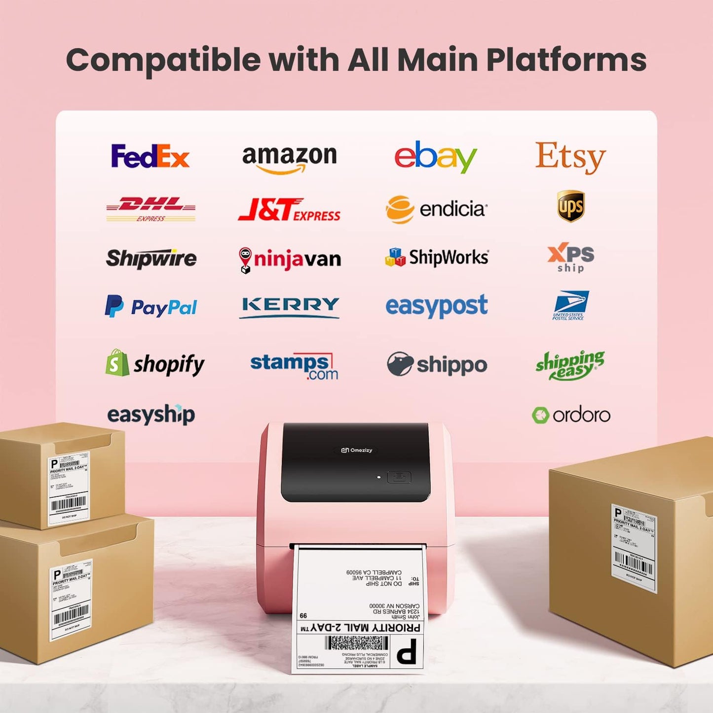 Omezizy Shipping Label Printer 4x6 - Thermal Label Printer for Small Business, Shipping Packages, Home, Office, Compatible with USPS, Shopify, Amazon, Tiktok