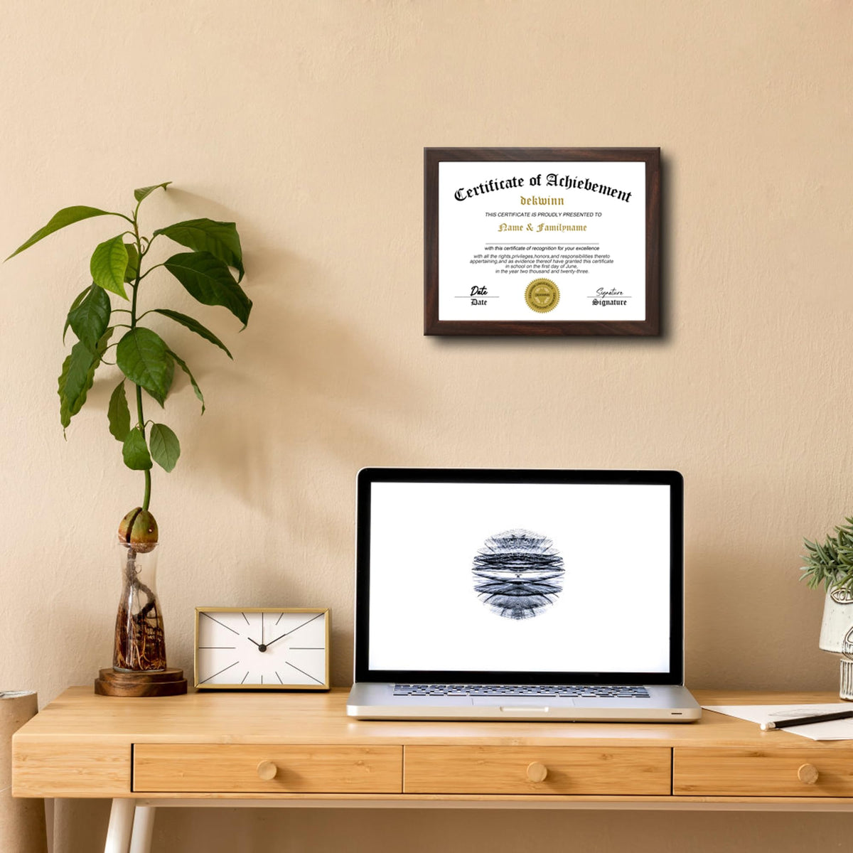 DEKWINN,8.5x11 Diploma Frame,1 Pack Certificate Document Frame with High Definition Glass,Picture Frame for Wall and Tabletop Display in Walnut
