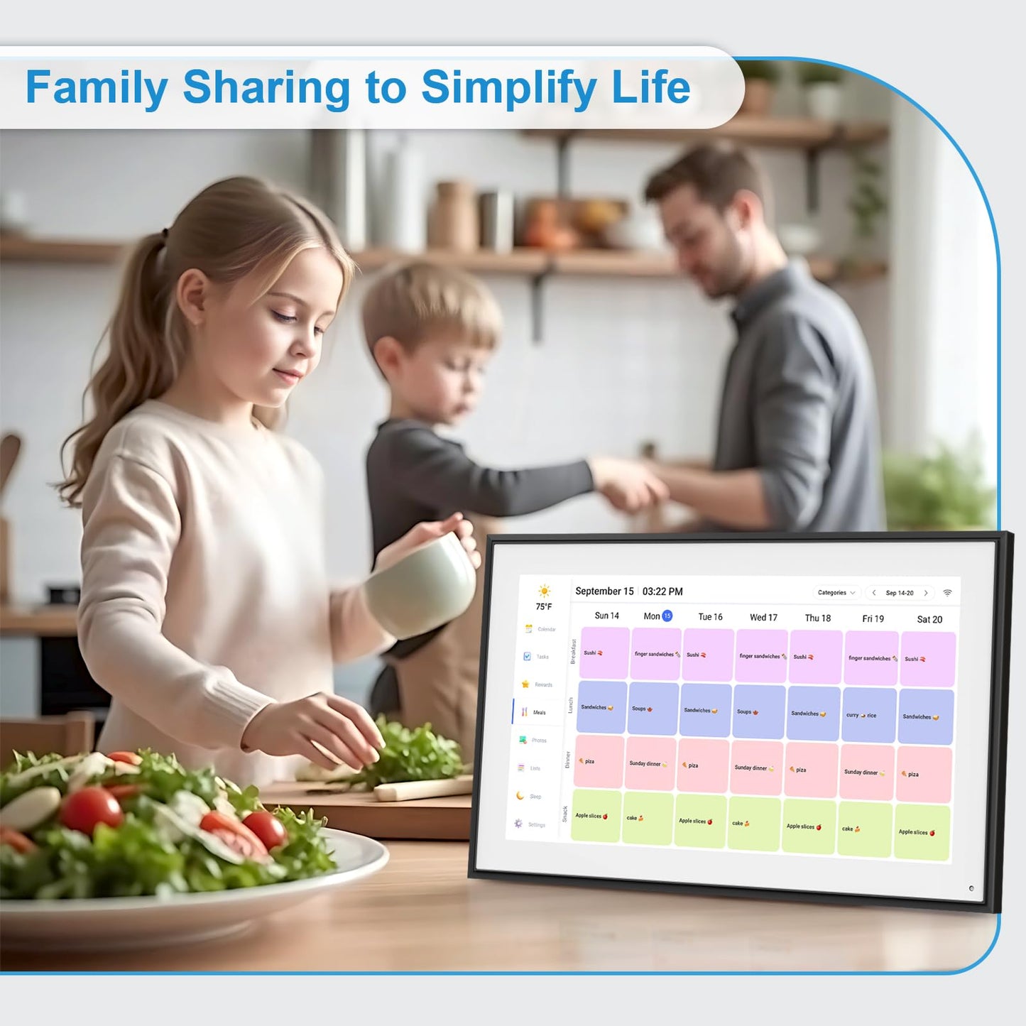 BQQJDD 15.6 Inch Digital Calendar&Chore Chart, 1920 * 1080P Full HD Touchscreen Interactive Display Smart Family Planner, Wall and Desk Mountable, Gifts for Women Men, Gifts for Mom