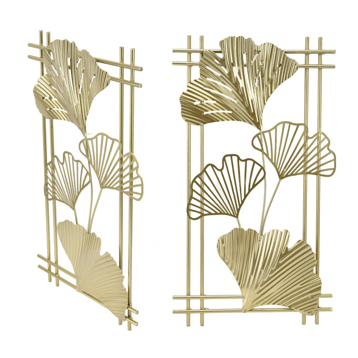 Omabeta Gold Metal Wall Decor, Aristocratic Luxurious Golden Leaf Wall Sculpture Assembly Free Elegant for Hotel