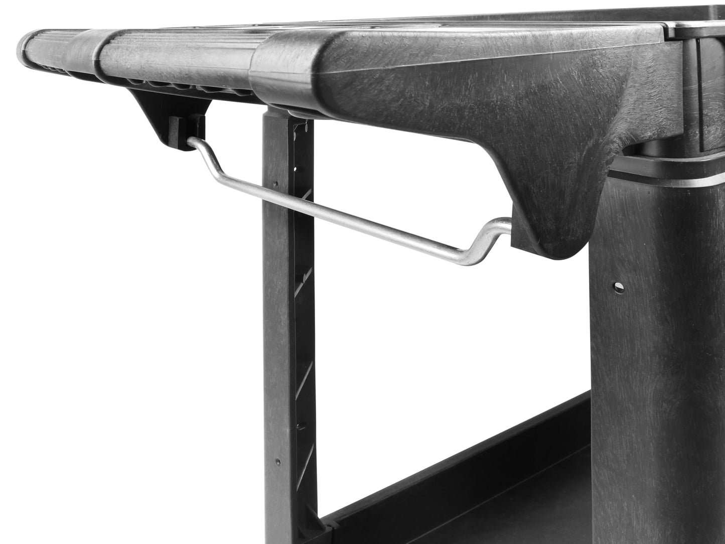 MaxWorks Heavy Duty 2‑Shelf Service Cart 500 lb Capacity Polypropylene Utility Cart with 5" Non‑Marring Casters Deep Trays and Built‑In Tool Storage for Garage Warehouse Workshop (80855)