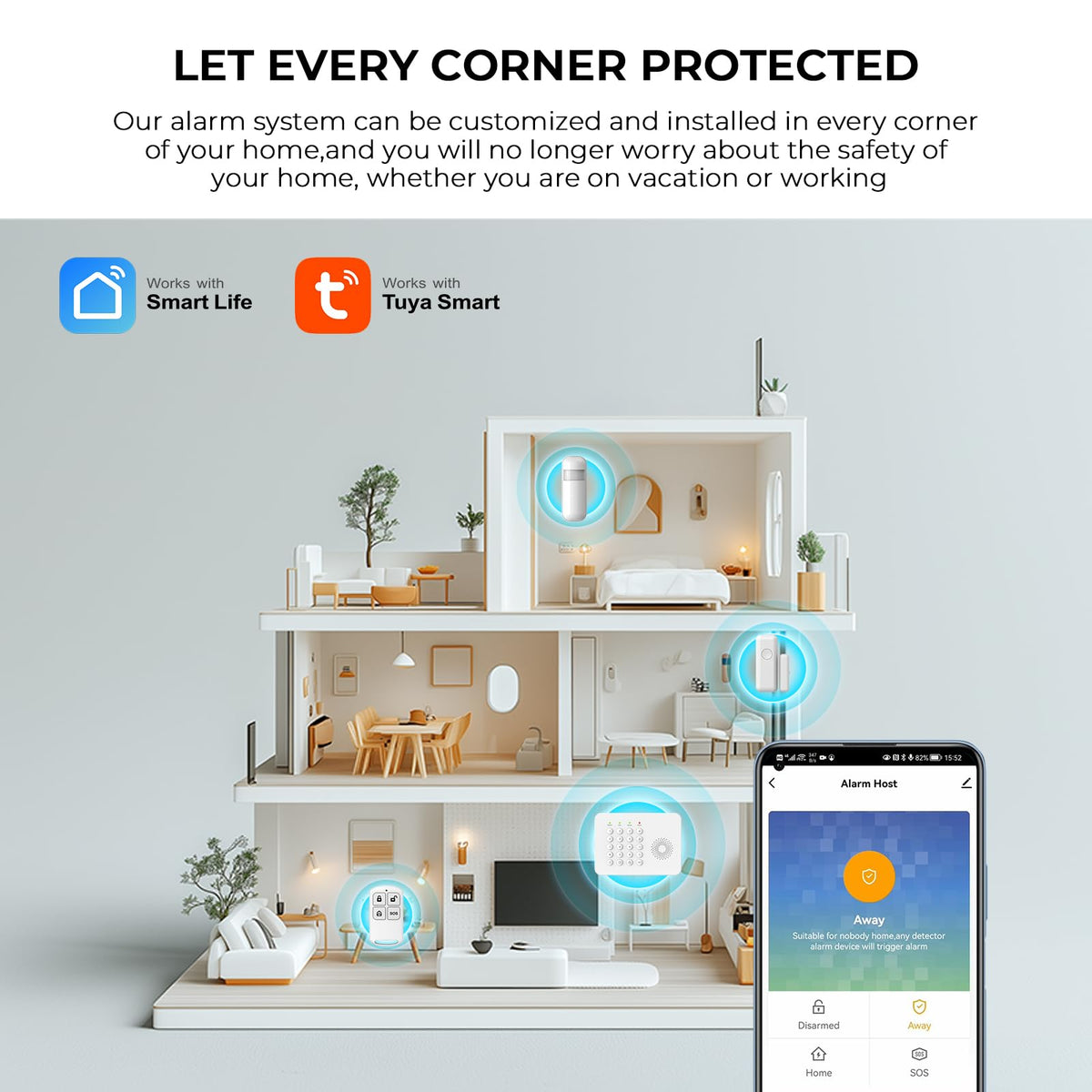PGST Wireless Home Security Alarm System, DIY Anti-Theft Alarm Kit with Door Window Sensors, Motion Detector, Remote Control for Home Apartment Office Garage