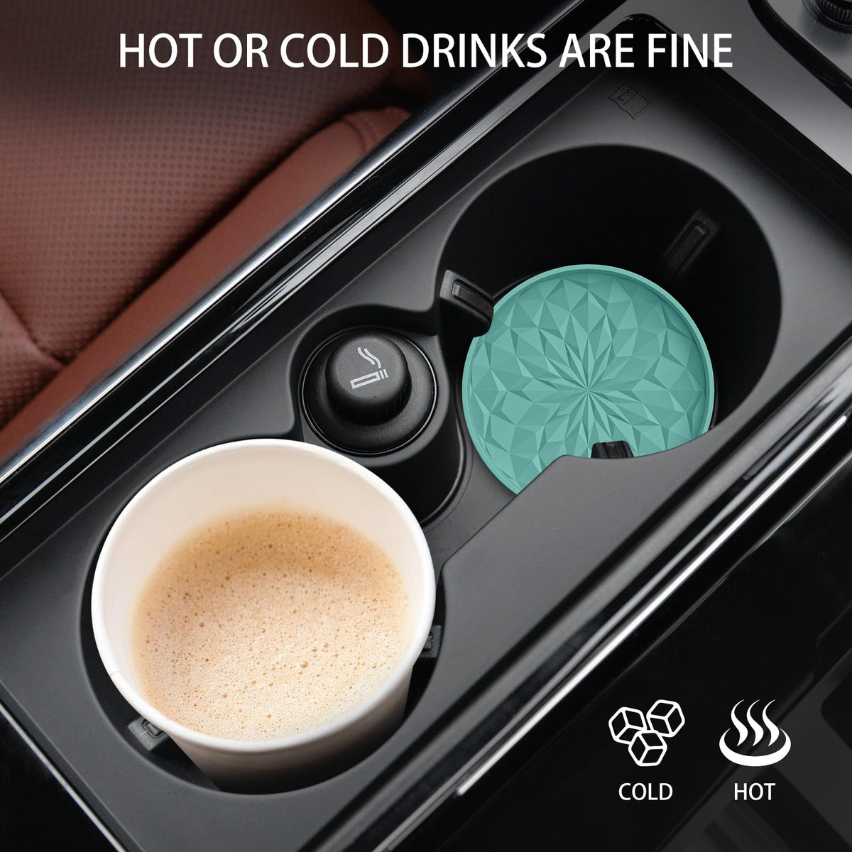 ME.FAN Car Coasters for Cup Holders [4 Pack] - 2.75In Silicone Auto Mug Mats - Universal Non-Slip Recessed Car Interior AccessoriesTeal Blue