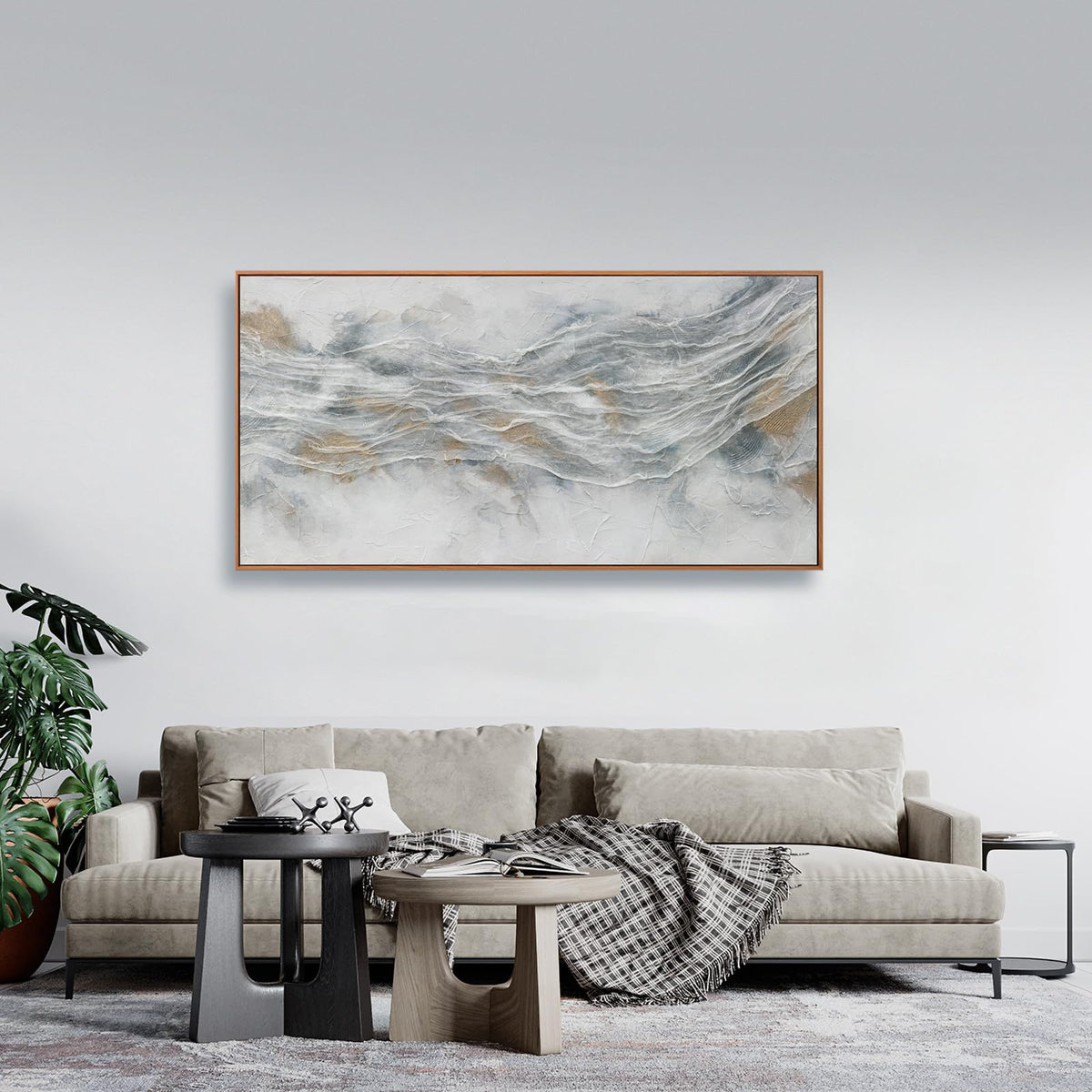 Abstract Wall Art Framed Ready To Hang Home Decor Artwork Simple Modern Art Pieces With Gold And Gray Textures Wall Art Prints Canvas Painting Small Size For Living Room Bedroom Office Decoration 20"X 40"