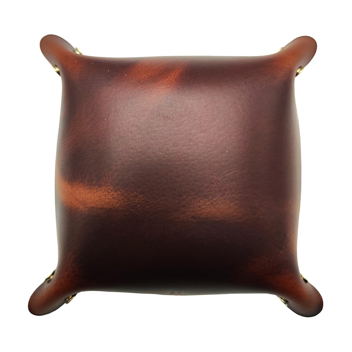 WOBACWVO Leather Valet Tray Entryway Catchcall Tray Nightstand Organizer Storage for Wallets Watches Keys Holder Dish Bowl Coins Office Desk Accessory (Antique Brown-Oil Wax Leather).