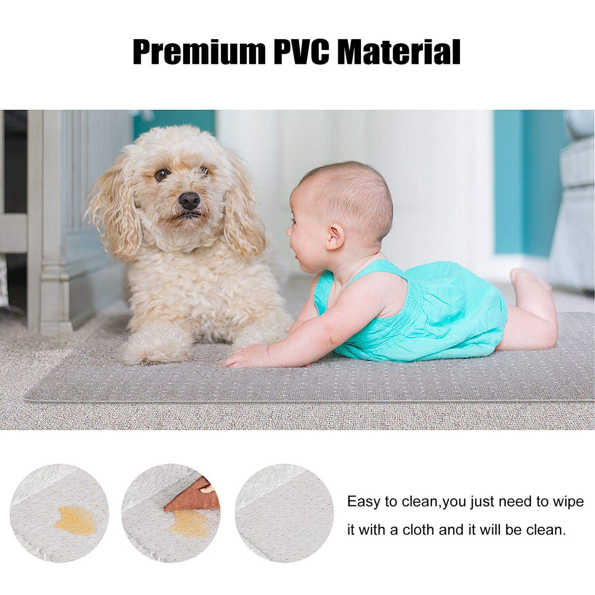 Kuyal Office Chair Mat for Carpets,Transparent Thick and Sturdy Highly Premium Quality Floor Mats for Low and No Pile Carpeted Floors, with Studs (44" X 58" Rectangle)