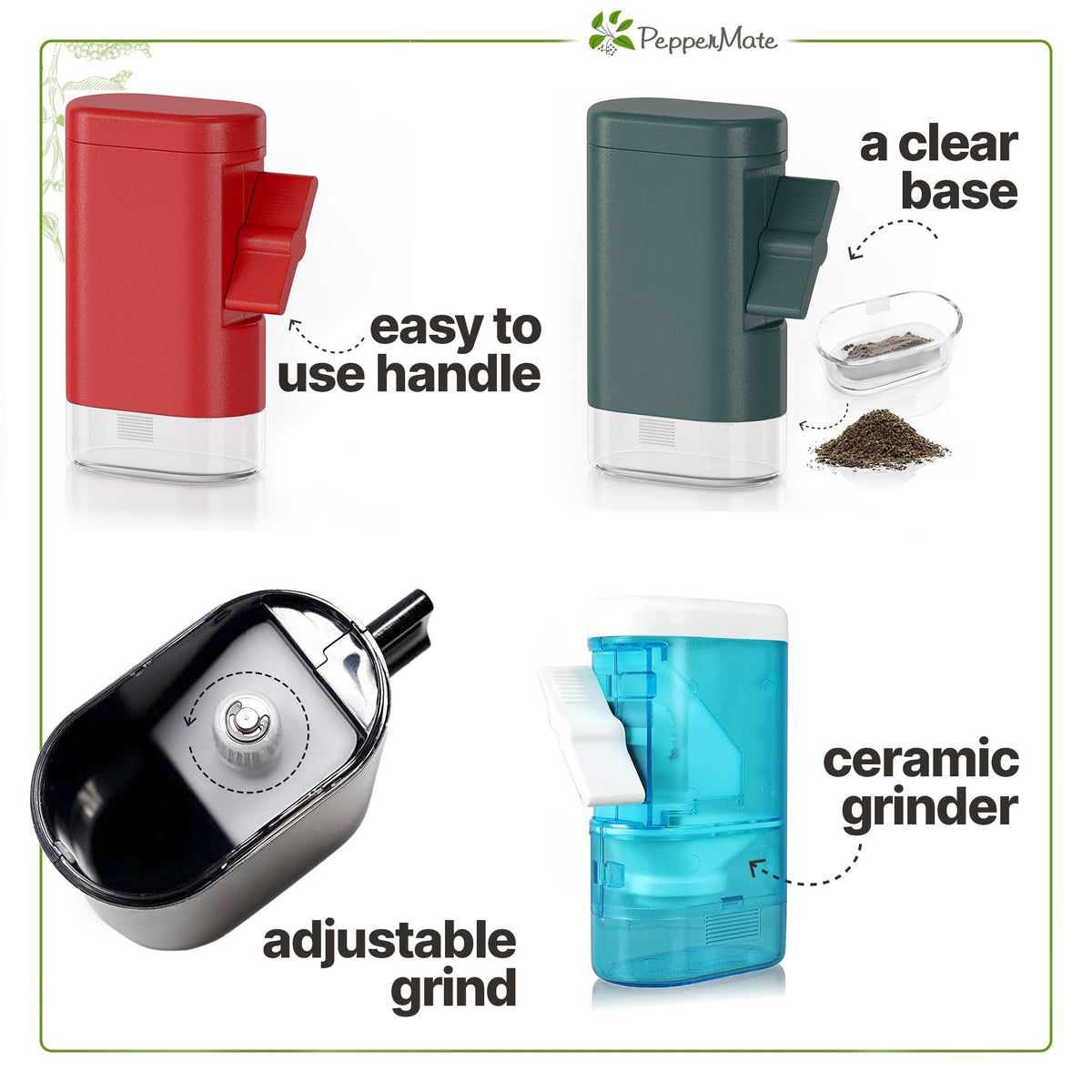 PepperMate Traditional Pepper Mill 723 - Turnkey High Volume Salt and Gourmet Peppercorn Grinder (White)