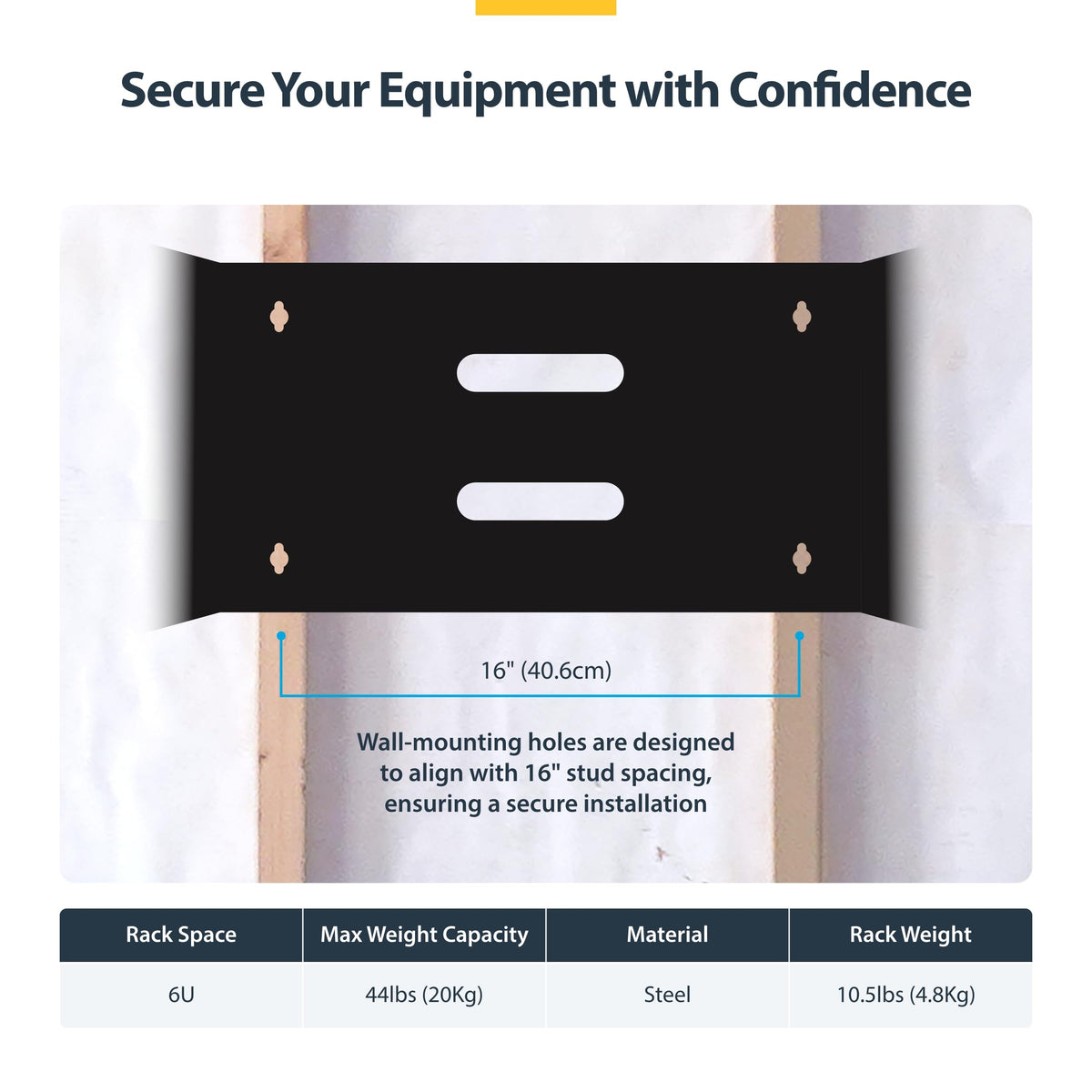 StarTech.com 6U Wall Mount Network Rack - 14 Inch Deep (Low Profile) - 19" Patch Panel Bracket for Shallow Server and IT Equipment, Network Switches - 44lbs/20kg Weight Capacity, Black (WALLMOUNT6)
