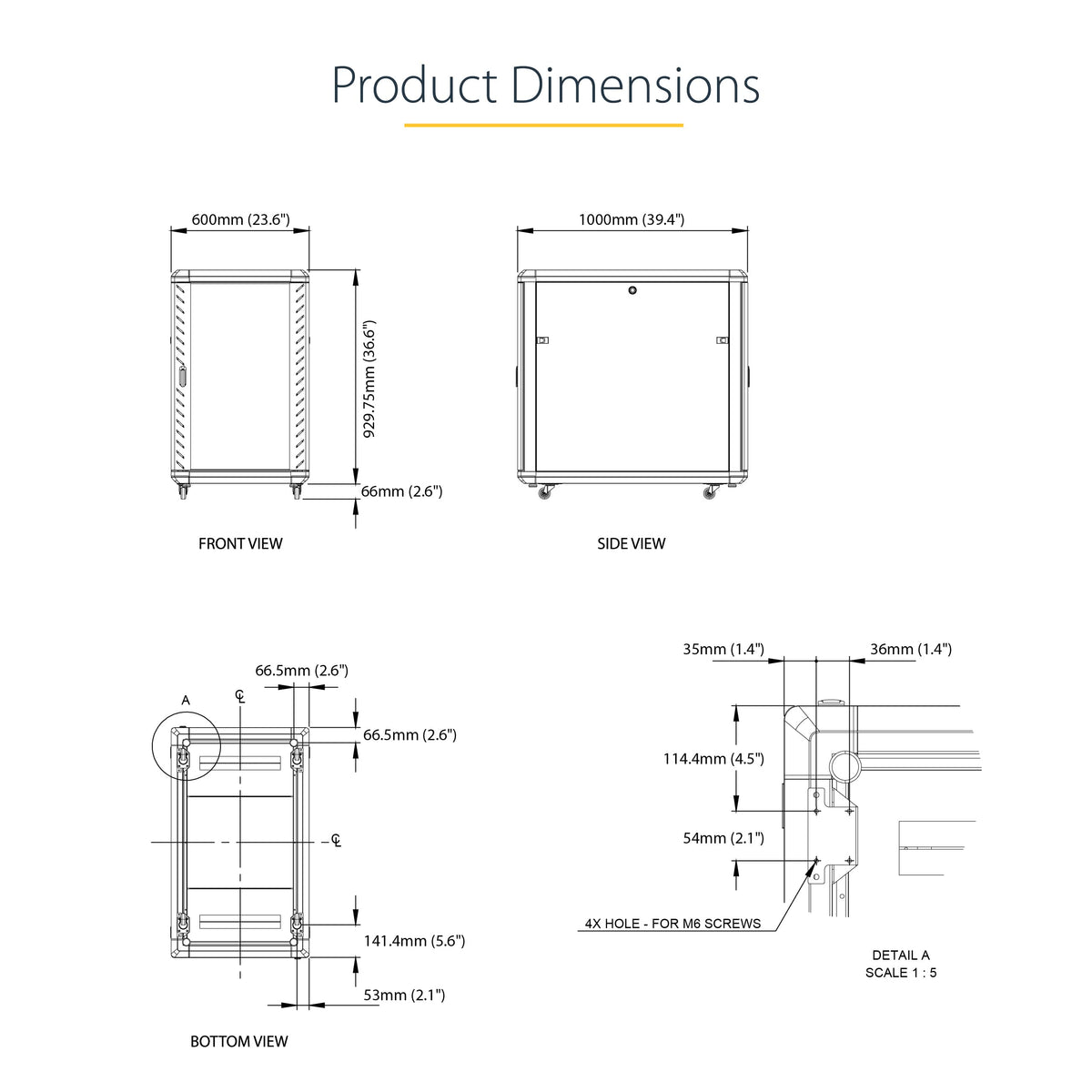 StarTech 18U Enterprise-Grade Server Rack Cabinet, 19in Enclosed 4-Post Rack with 33in (83cm) Mounting Depth and 1764lb (800kg) Weight Capacity