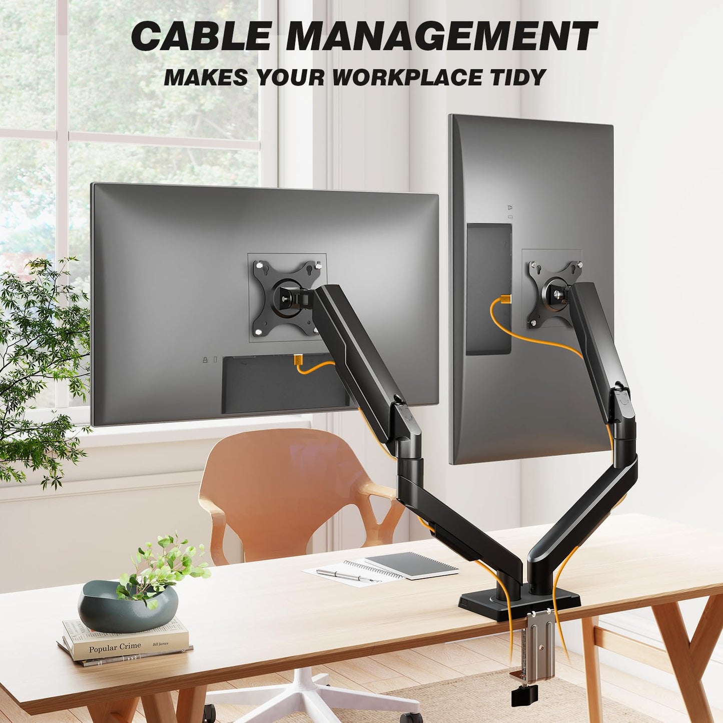 5Rcom Dual Monitor Stand for 17-34 inch Computer Screens, Full Motion Monitor Dual Monitor Arms, Dual Monitor Arms Hold up to 22lbs, Gas Spring Monitor Stand, 75/100mm VESA Mount
