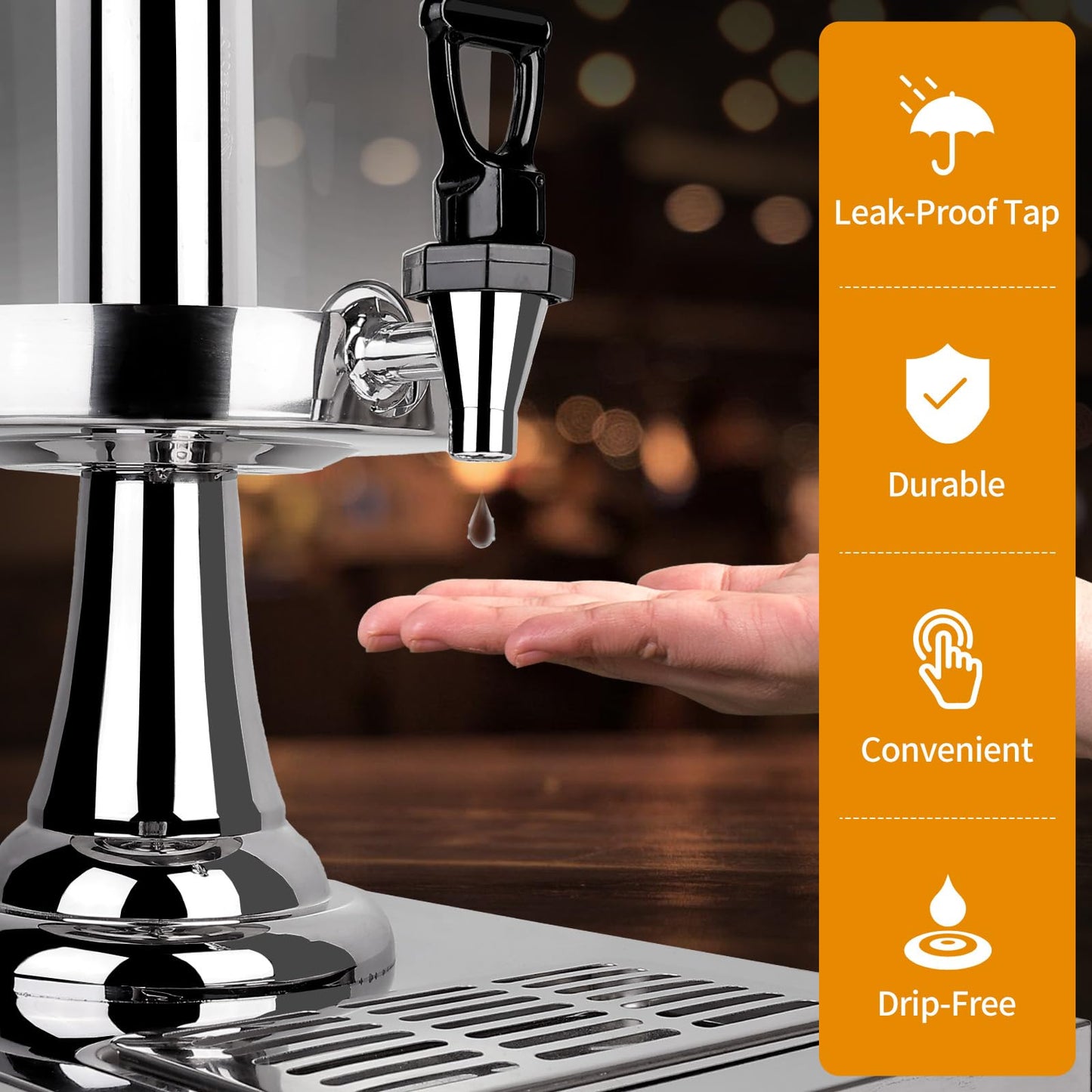 Nalison Drink Dispensers for Parties, Cold Beverage Dispenser with Centre Ice Core and Drip Trays, 2.2 Gallon/8L Stainless Steel Drink Dispensers with Stand and Spigot Buffet Cold Drinks and Beer