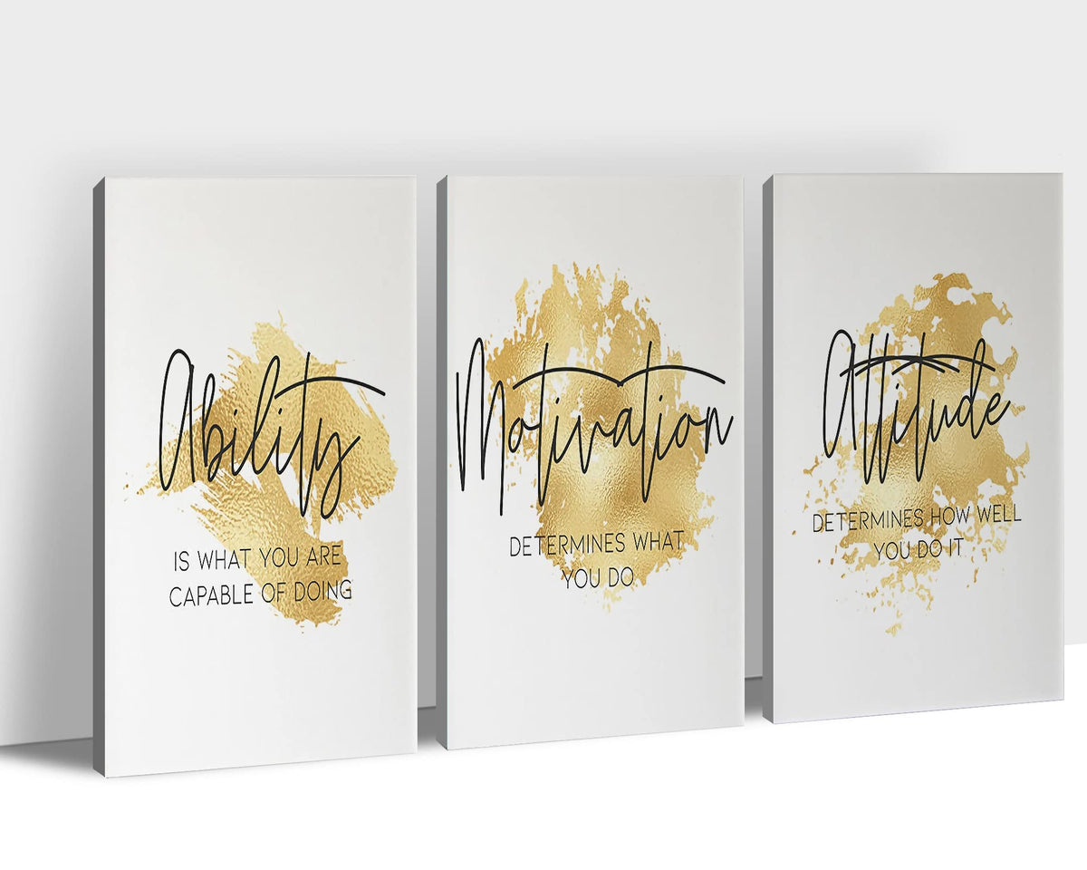 Office Wall Art-3 Panel Motivational Wall Art, Inspirational Quotes Canvas Art for Home Office, Positive Quote Wall Art, Entrepreneur Words Poster Frame 12'x18'x3Pcs