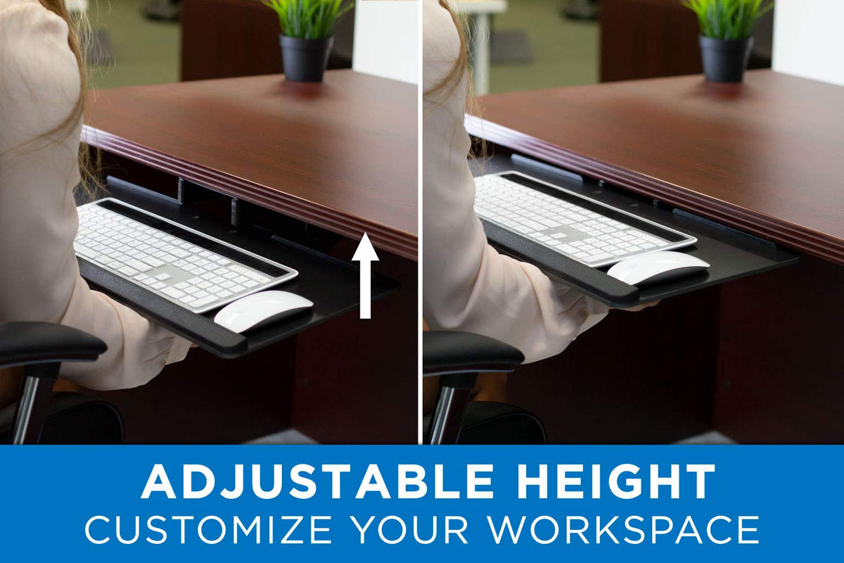 Mount-It! Keyboard Tray Under Desk, Full Motion Computer Keyboard and Mouse Tray, Slide Out Ergonomic Keyboard Drawer with Gel Wrist Pad, 26" Wide, Tilt, Swivel and Height Adjustment, Black