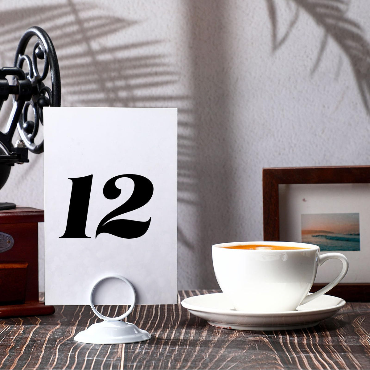 MotiMind 24 Pcs Table Number Holders-Metal Place Card Holders Table Number Stands Tabletop Sign Stands for Photos, Menu, Memo, Notes, Wedding, Restaurant, Banquet, Birthday(White)
