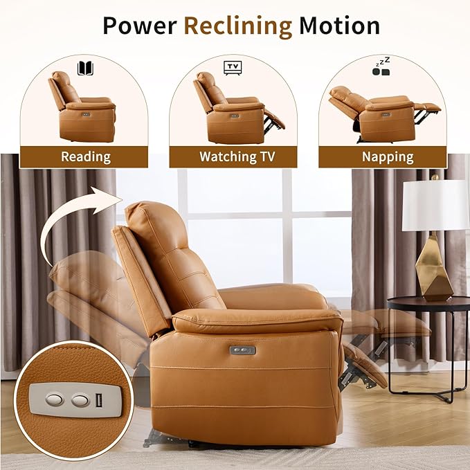 ANJ 2-Piece Oversied Faux Leather Power Recliner Sofa Set