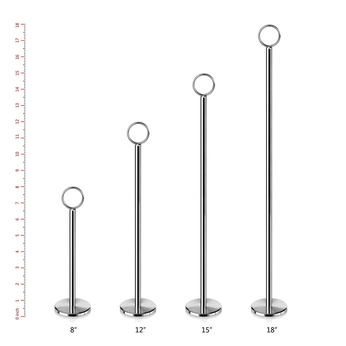 New Star Foodservice Ring-Clip Table Number Holder / Place Card Stand, 8 Inch, Silver, Set of 12