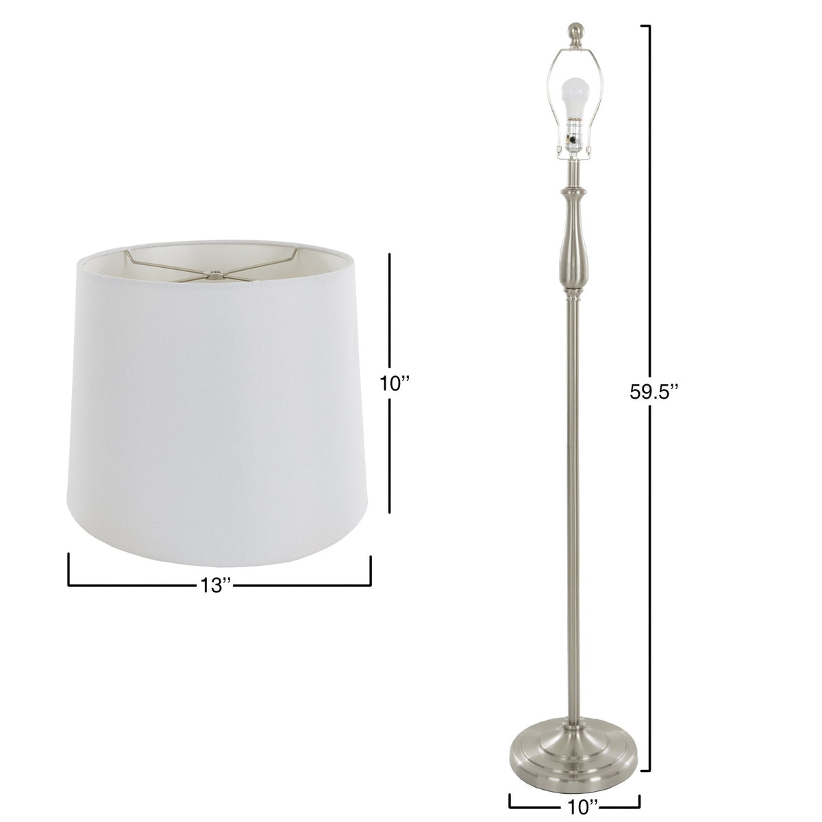 Lavish Home 3-Piece Home Lighting Set - Coordinating Bundle with 2 Table Lamps and 1 Floor Lamp for Home and Office Decor (Silver)