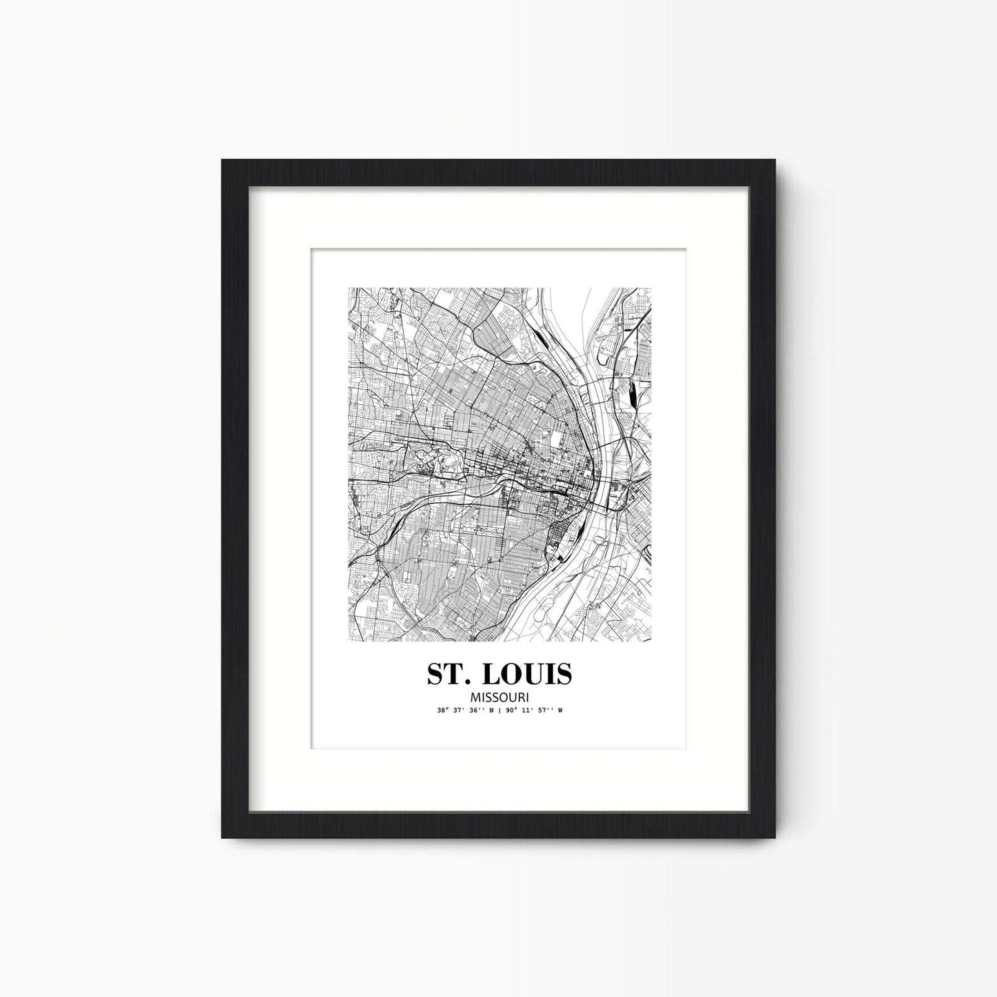 Eleville 8X10 Unframed St. Louis Missouri City View Abstract Road Modern Map Art Print Poster Wall Office Home Decor Minimalist Line Art Hometown Housewarming wgn498