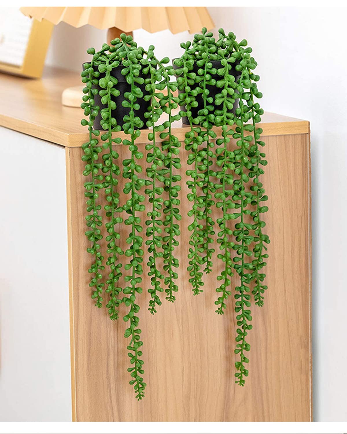 iToids 1 Pack Artificial Hanging Plants, Fake Potted Hanging String of Pearls Vine - Ideal for Home, Living Room, Office, Shelf, Farmhouse, Outdoor, Indoor Decor - Perfect Decor for All Seasons