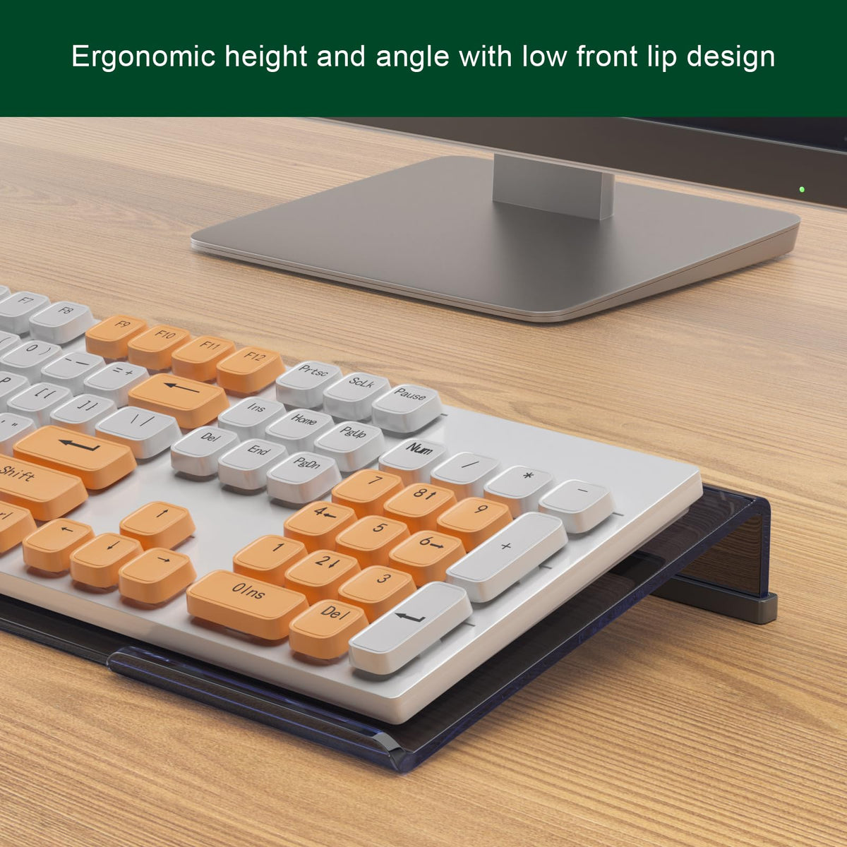 BOSSCASA Computer Keyboard Stand Holder - Ergonomic Acrylic Keyboard Stand for Desktop Comfortable Keyboard Tray Riser with Silicone Anti-Slip Strip for Home School Office Desk Accessory, Black
