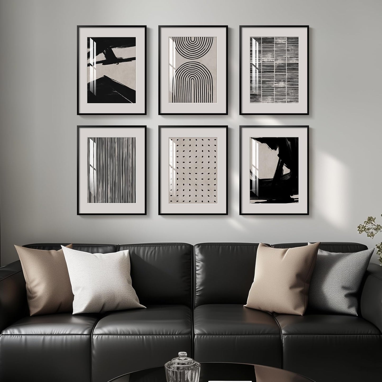 Framed Black and White Abstract Wall Art, 6 Pieces Modern Prints Paintings Artwork for Walls, Minimalist Abstract Pictures for Living Room Bedroom Dining Room Office Bathroom Wall Decor 11x14 Inch