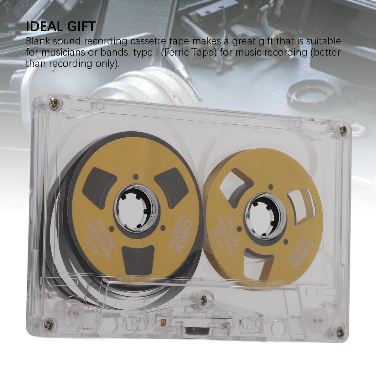 Reel to Reel Blank Cassette Tape, Normal Bias 50 Minutes Recording Tape, for Music Recording (Gold)