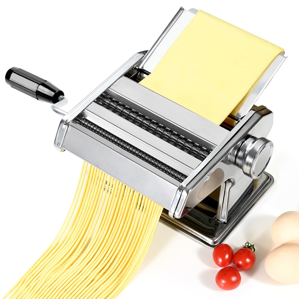 FrutPunch Manual Pasta Maker Machine, 9 Adjustable Thickness Settings, Roller and Cutter for Spaghetti, Fettuccine, Lasagna