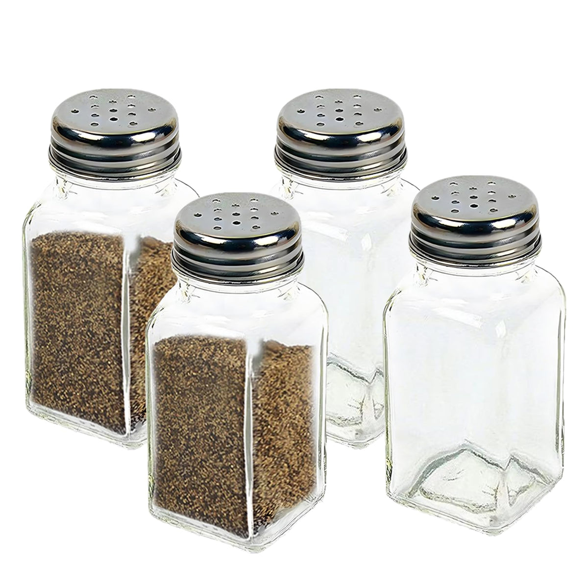 HESSION 4 Pack Salt and Pepper Shakers Glass Salt Shakers