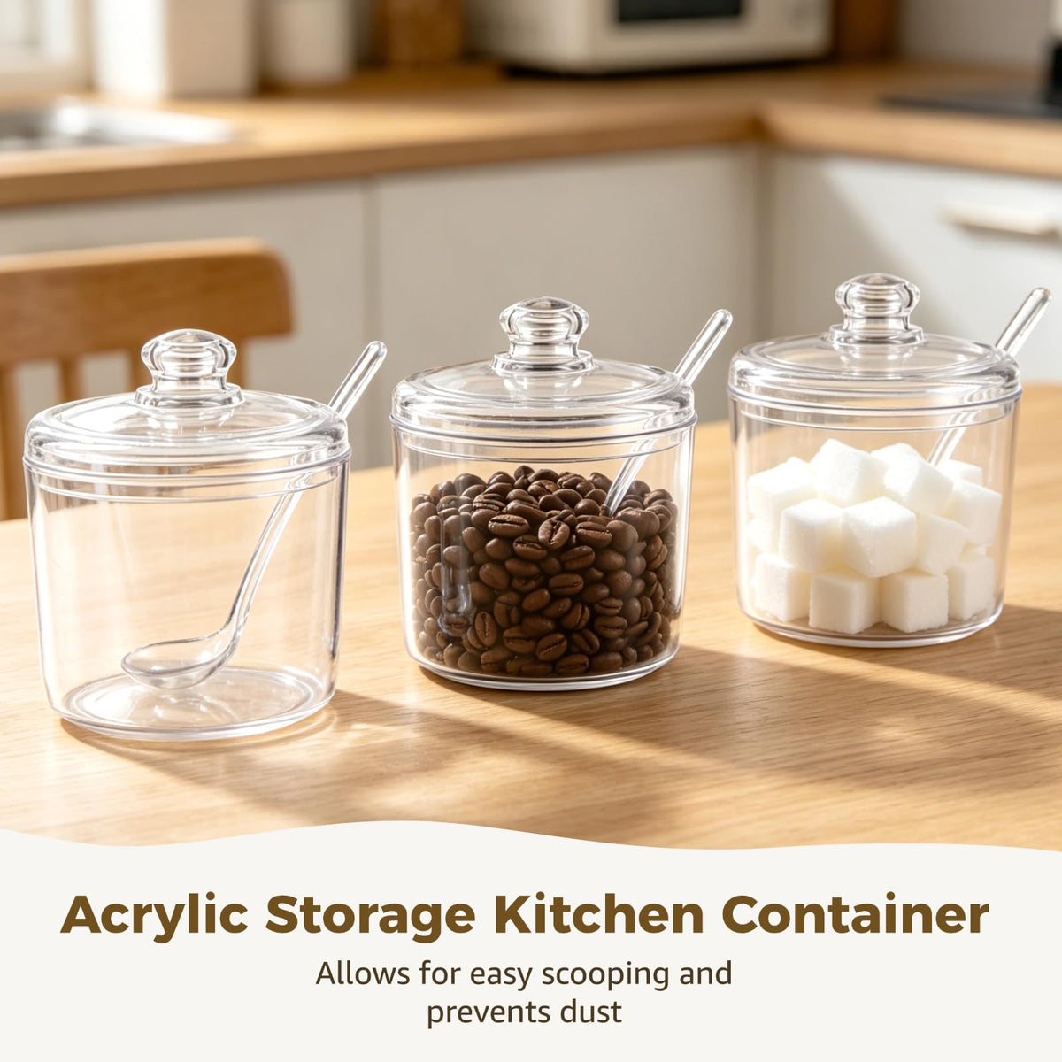 Homaisson 12 PCS Ice Cream Topping Containers with Lids - 10.8 oz Clear Sugar Bowl for Countertop with Lid and Spoon, 320 ml Canisters with 24 Labels & Pen for Coffee Tea Tea Spice