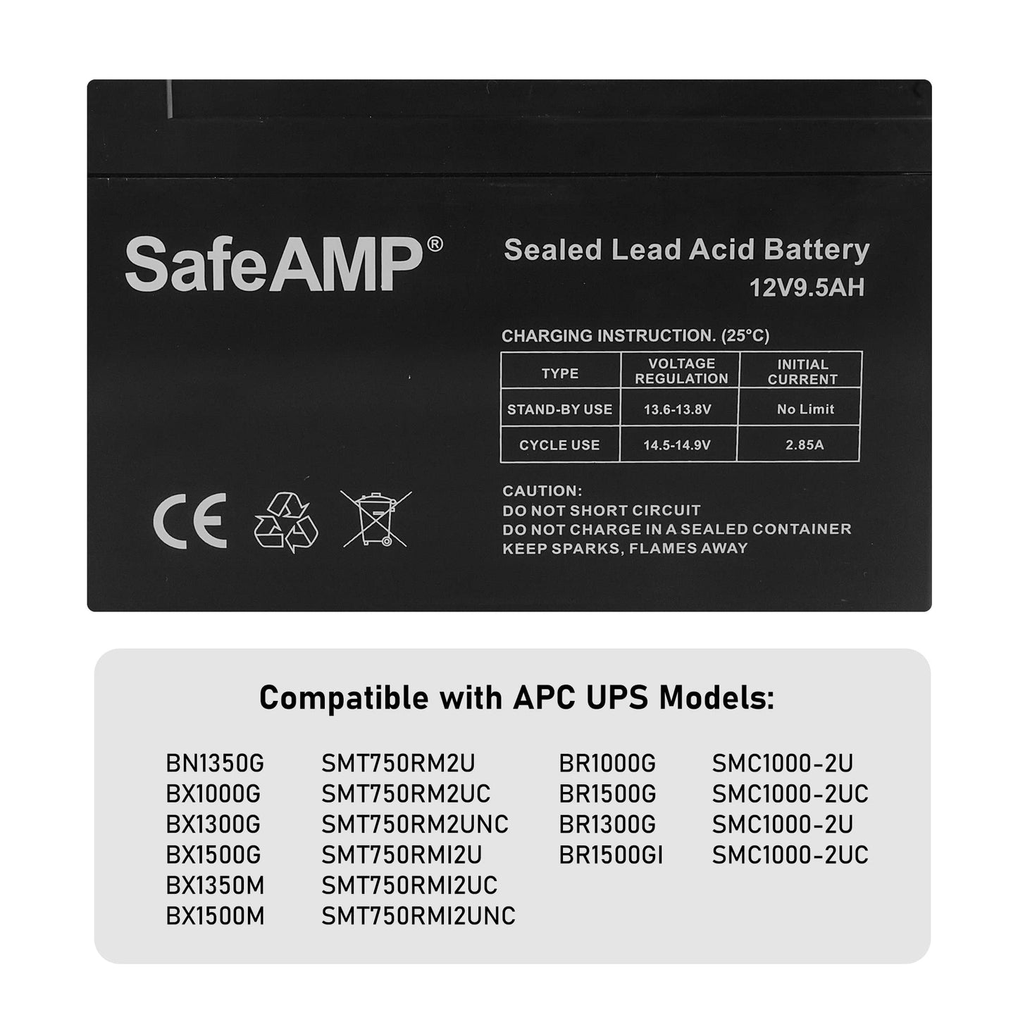 SafeAMP UPS 9Ah, 24VDC VRLA Battery Replacement APCRBC124 Compatible with APC UPS Models BR1000G, BX1350M, BN1350G, BX1000G, BX1300G.…