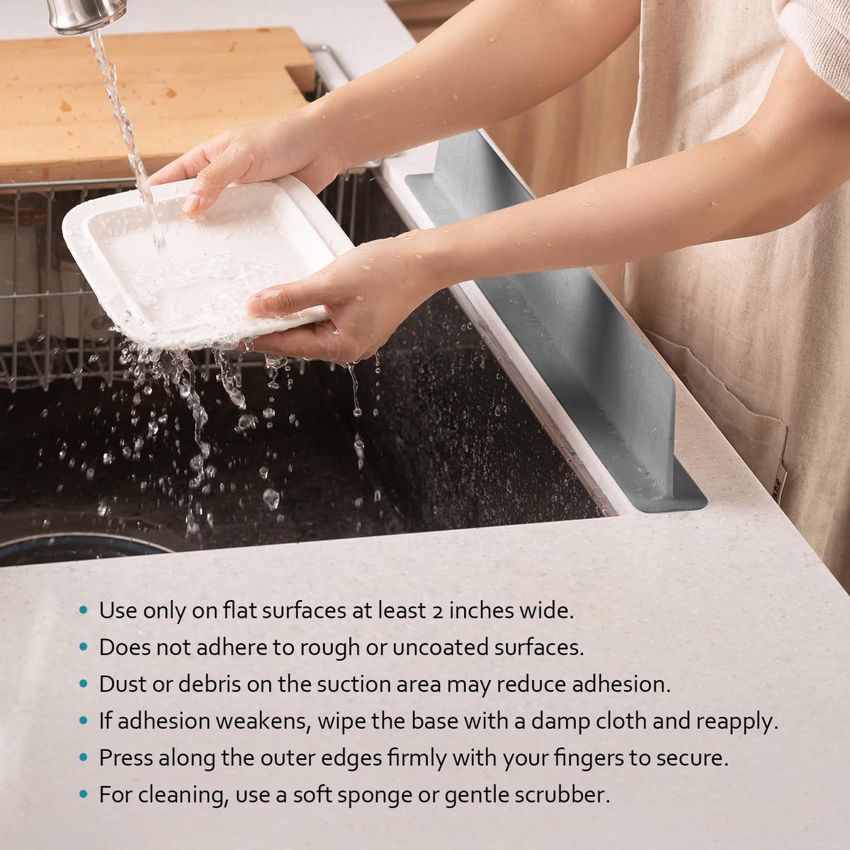 carrotez Silicone Kitchen Sink Splash Guard for Faucet — Silicone Water Splash Guard Mat, Quick Suction Setup, Gray(20.5 x 1.8 x 2.75")