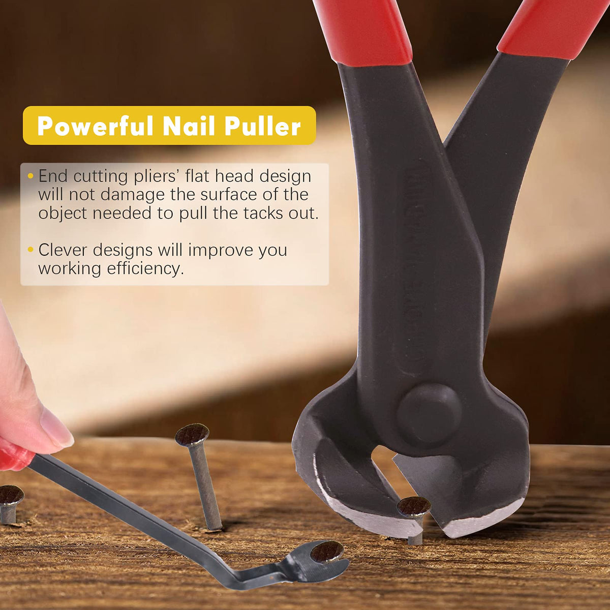 Mardatt 4Pcs Nail Puller and Staple Remover Tool Set, 7" End Cutting Pliers, Staple Puller, Tack Lifter, Fastener Remover for Furniture Floor Wall Car Photo Frame