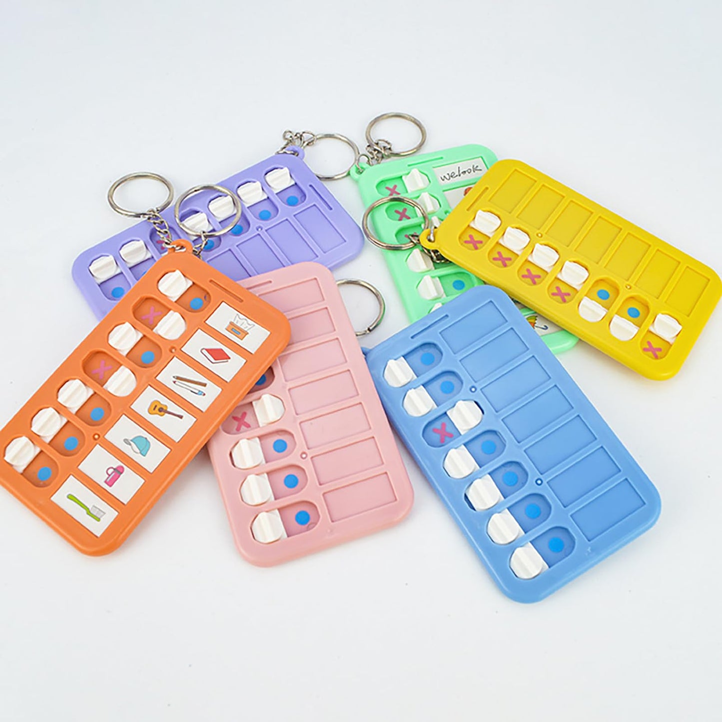 ZBJBinCH 6 Pcs Reminder Board for the Elderly, ADHD Tools for Kids Portable Visual Schedule for Kids School Bag Pendant Detachable Daily Task Planning Pad with 18pcs List Cards Stickers for Kids