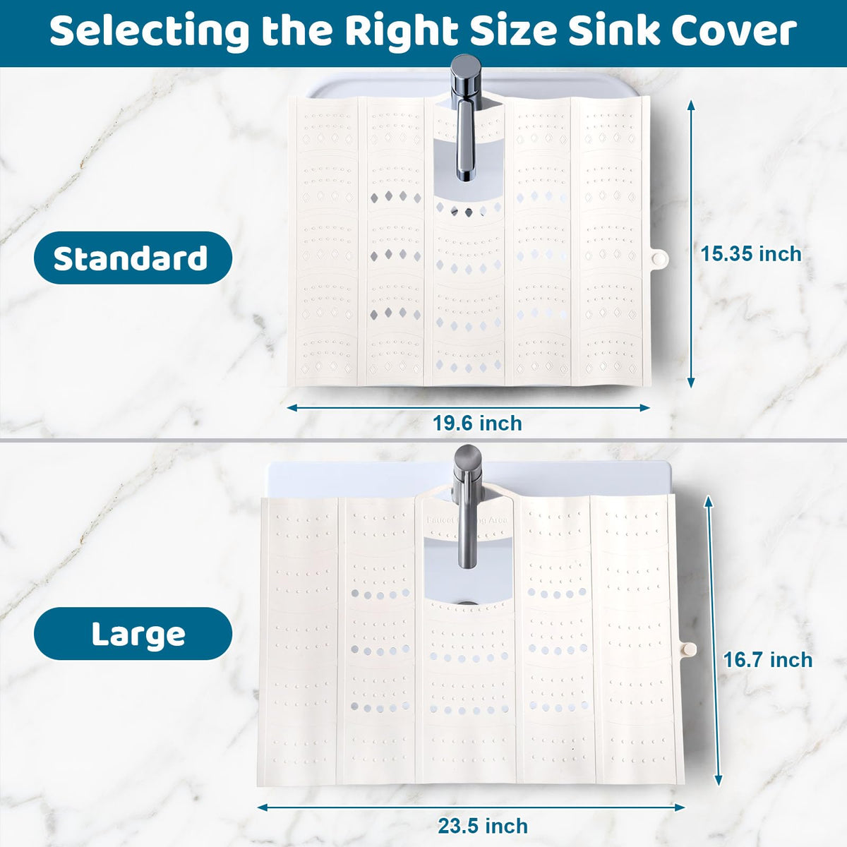 Johamoo Bathroom Sink Cover for Counter Space, Foldable Silicone Sink Mat Makeup Organizer Mat Space Saver, Women’s Gifts for Christmas RV Camper Travel Must Haves Accessories - Large, Pearl