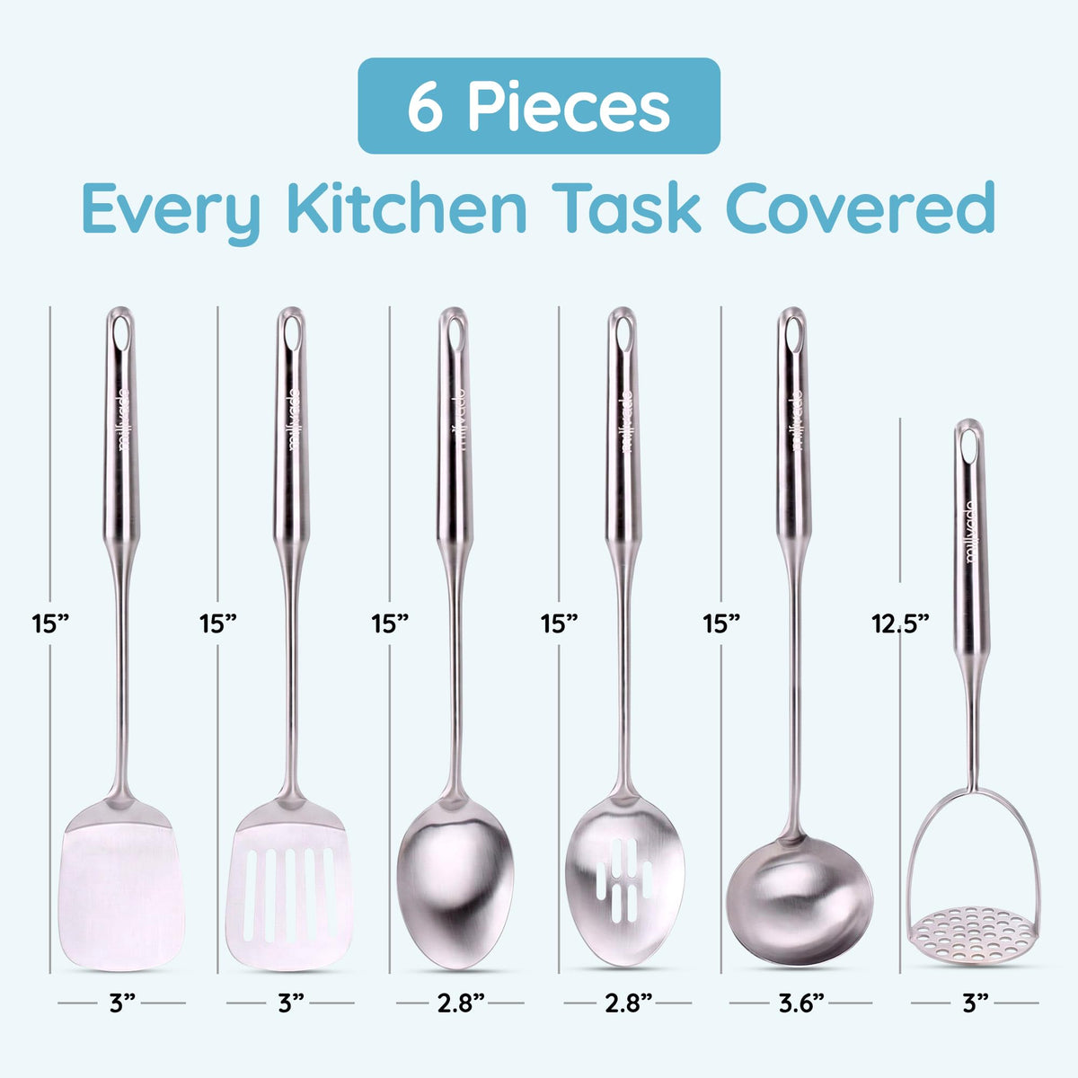Stainless Steel Slotted Cooking Spoon, 15 Inch Large Metal Chef Strainer Utensil For Cooking, Serving, And Mixing, The #1 Dishwasher Safe Kitchen Tool, Long Spoon With Holes