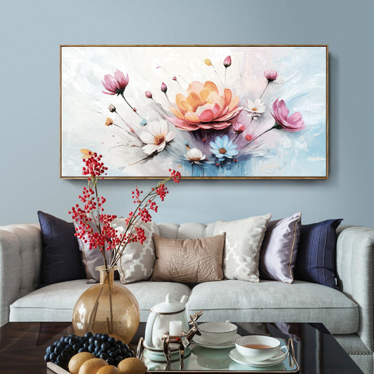 Extra Large Framed Modern Wall Art , Natural Abstract Style Canvas Wall Decor, High-Definition Color Plant And Flower Print Picture For Living Room, Bedroom, Dining Room, Entryway, Balcony And Office Space, 58×29 Inches.