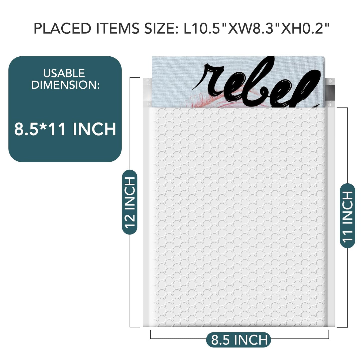 METRONIC Bubble Mailers 8.5 x 12, 25 Pack White Padded Envelopes, Usable Size 8.5 x 11, Self Seal Waterproof Shipping Mailers for Clothing, Books, Jewelry & Small Business