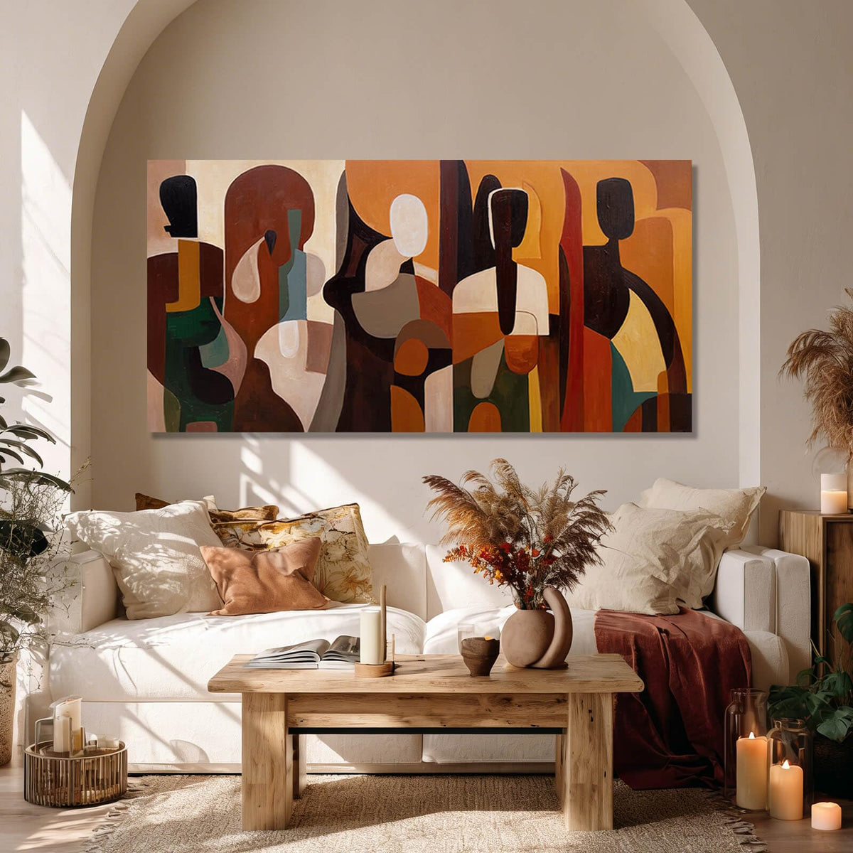 Abstract Wall Art Decor Framed Neutral Wall Prints for Office Geometric Graffiti Canvas Pictures for Dining Room Wall Decor for Living Room 24x48 Inch